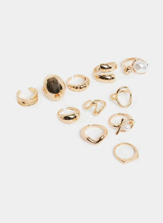 Styli  Pack of 10 - Embellished Assorted Rings for Women | Best Price UAE